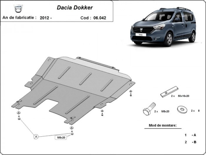 Scut motor metalic Dacia Dokker 2012-prezent