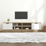 Comoda TV,2 buc.,alb&amp;stejar Sonoma,80x35x36,5 cm,lemn prelucrat GartenMobel Dekor, vidaXL