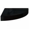 Raft coltar de perete, negru extralucios, 25 x 25 x 3,8 cm, MDF