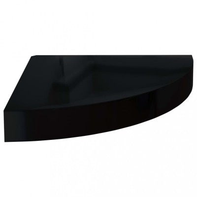 Raft coltar de perete, negru extralucios, 25 x 25 x 3,8 cm, MDF foto