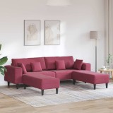 Cumpara ieftin Canapea din catifea cu pernă 3 pcs Roșu Vin 208 cm Catifea