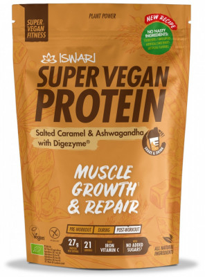 Proteina Super Vegan BIO(dupa efort) ashwagandha si caramel(format mediu) Iswari foto