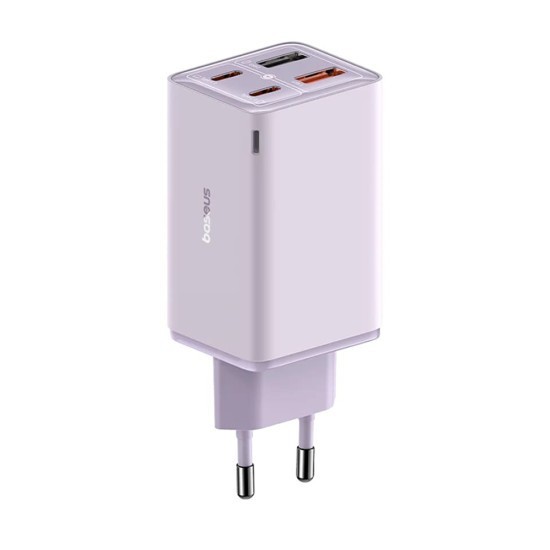 Incarcator pentru Priza 2x USB, 2x Type-C, 65W + Cablu Type-C la Type-C - Baseus (P10162701533-00) - Purple