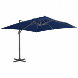 Umbrelă suspendată cu st&acirc;lp din aluminiu albastru azuriu 3x3 m, vidaXL