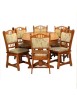 Set Masa Extensibila Euro 2 Lemn Masiv Cires, 155-230cm + 6 Scaune Tapitate, Living/Dining Clasic