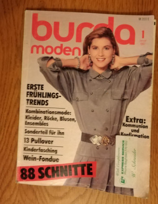 Burda Revista moda vintage cu tipare ianuarie 1987 foto