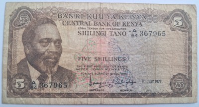 Kenya , 5 Shillings 1972 foto
