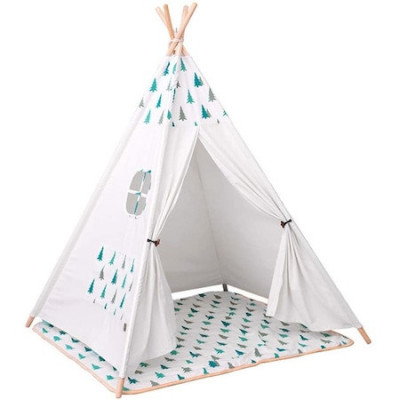 Cort joaca copii stil indian Teepee Tent Tree BathVision, 120x120x165 Alb foto