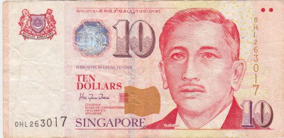 Singapore 10 Dollars Dolari ND F foto