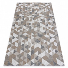 Covor CASA ECO SISAL Boho Triunghiurile 2816 cremă / taupe, covor reciclat, 75x150 cm