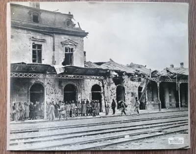 Gara Predeal dupa bombardamentul din 1916 / 28x22 cm foto