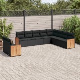 Gossi set canapele de gradina cu perne, 10 piese, negru, poliratan