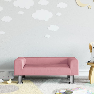 vidaXL Canapea pentru copii, roz, 70x45x26,5 cm, catifea foto
