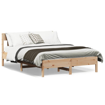 vidaXL Cadru de pat cu tăblie, 140x200 cm, lemn masiv de pin foto
