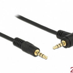 Cablu Stereo Jack 3.5 mm 4 pini unghi 2m T-T Negru, Delock 84740