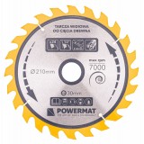 Disc de fierăstrău circular pentru lemn TDD-210x30mm 24 dinti, Powermat PM0888