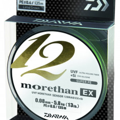 Fir Textil Daiwa Morethan 12 Braid EX+SI Lime, 135m,Variante Fire 0.18 mm
