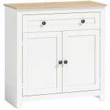 HOMCOM Comodă dulap de bucătărie cu sertar, două uși, poliță reglabilă, pentru living, 78,5 x 35 x 80 cm Alb | Aosom Romania