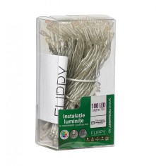 Instalatie de Craciun cu Baterii Tip Liniar, 2 jocuri de lumini, Fir Transparent 10 m 100 LED -uri, Multicolor foto