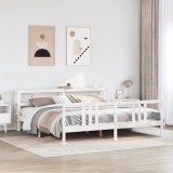 Cumpara ieftin Cadru de pat cu tăblie fără saltea, alb, 200x200 cm