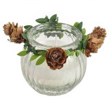 Lum&acirc;nare Crăciun, Alb, Parafină, Pahar Sticlă, Diametru 5 cm, &Icirc;nălțime 5.5 cm, Timp Ardere 13 Ore, Oem