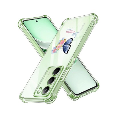 Husa antisoc pentru realme 14x - airbag tpu, col&amp;Egrave;uri ranforsate- butterfly albastru foto