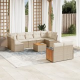 vidaXL Set canapele de grădină cu perne, 10 piese, bej, poliratan 3260378
