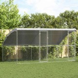 Cumpara ieftin Cusca pentru caini 2 buc. Argintiu 4 x 2 x 2 m Otel galvanizat