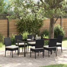 Set de masa pentru gradina 7 pcs Negru Rattan poli foto