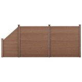 [neu.holz] Set Olimp gard WPC 2 panouri patrate si 1 panou inclinat AAWP-9902, 183 x 451 cm, lamn/plastic, maro HausGarden Leisure