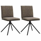 Scaun sufragerie Gossi, piele sintetica gri inchis, rotativ, ergonomic, 46.5x53x84 cm