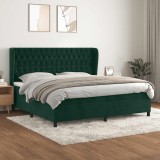 vidaXL Pat box spring cu saltea, verde &icirc;nchis, 200x200 cm, catifea 3129414