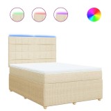 Cumpara ieftin Pat continental cu saltea, crem, 140x200 cm, material textil