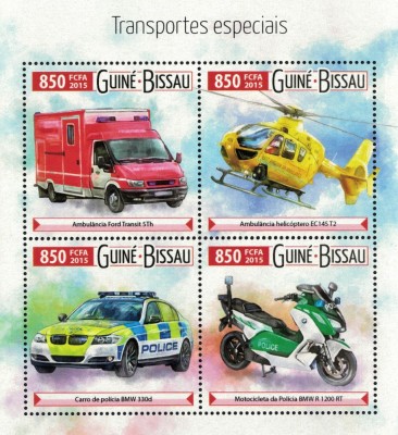 GUINEEA-BISSAU 2015 - Transporturi speciale /set complet MNH - bloc+colita ( 2 imagini) foto