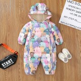 Combinezon pentru fetite - Coloured bears (Marime Disponibila: 6-9 luni