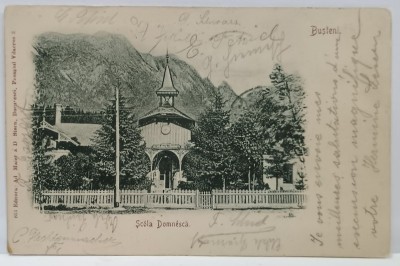 BUSTENI , SCOALA DOMNEASCA , CARTE POSTALA , CLASICA , 1904 foto