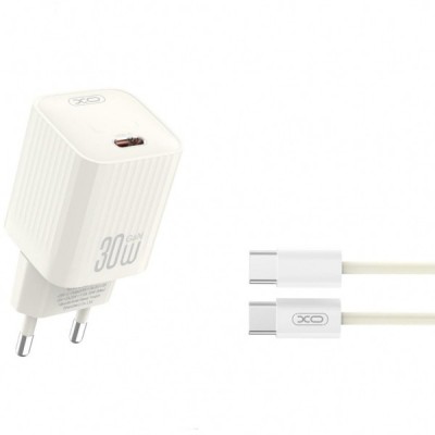 Incarcator Retea Cu Cablu USB-C XO Design L148, 30W, 3A, 1 x USB-C, Bej foto