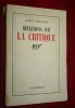 R&eacute;flexions sur la critique - Albert Thibaudet, Editia 3, 1939, Eseuri Critica Literara Franceza