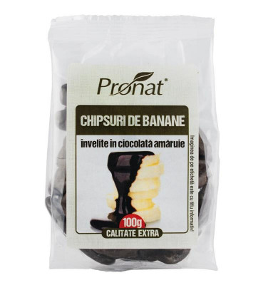 Chipsuri de Banane Invelite in Ciocolata Pronat 100gr foto