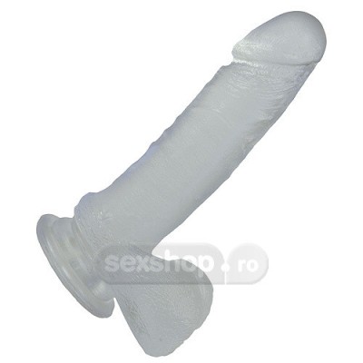 Realiste cu testicule - Doc Johnson Jelly Cristalin 15cm Penis cu Testicule si Ventuza foto