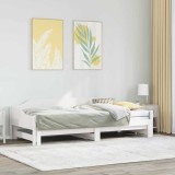 Cumpara ieftin Pat de zi cu extensie, alb, 80x200 cm, lemn masiv de pin