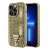 Guess Husa Rhinestones Triangle Metal Logo iPhone 15 Pro Auriu