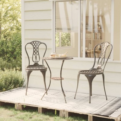 vidaXL Set mobilier bistro, 3 piese, bronz, aluminiu turnat 317753 foto
