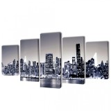 Cumpara ieftin Tablouri p&acirc;nză imprimate monocrome, panorama New York 100 x 50 cm, vidaXL