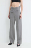 Victoria Beckham pantaloni de l&acirc;nă culoarea gri, fason chinos, high waist, 1224WTR005385A