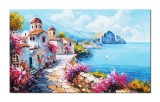 Cumpara ieftin Tablou impasto peisaj mediteranean pictat manual, Colt de rai, o zi minunata, 100x60cm ulei pe panza, Valentin Pop