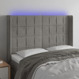 VidaXL Tăblie de pat cu LED, gri deschis, 147x16x118/128 cm, catifea 3124096