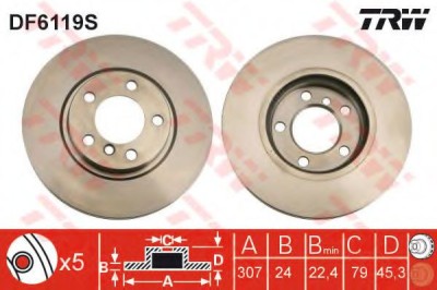 Disc frana MINI MINI PACEMAN (R61) (2012 - 2016) TRW DF6119S foto