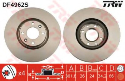 Disc frana CITROEN DS5 (2011 - 2015) TRW DF4962S foto