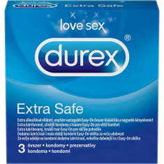 Prezervative DUREX Extra Safe 3 Buc, Prezervative din Latex, Prezervative Fara Aroma, Prezervative Transparente, Prezervative Lubrifiate, Prezervative